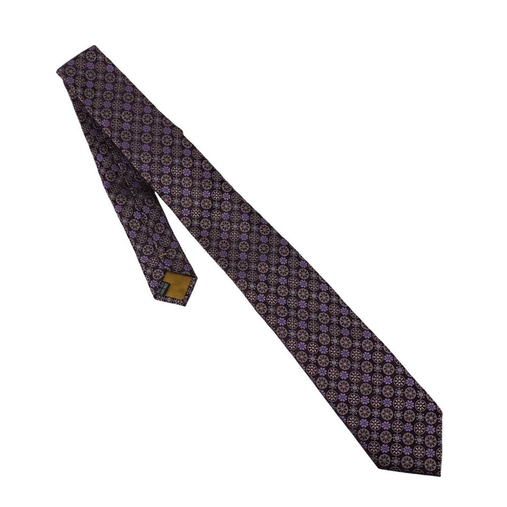 Astor & Black Custom Clothiers Men's Neck Tie Purple 100% Pure Silk Floral 59.5"